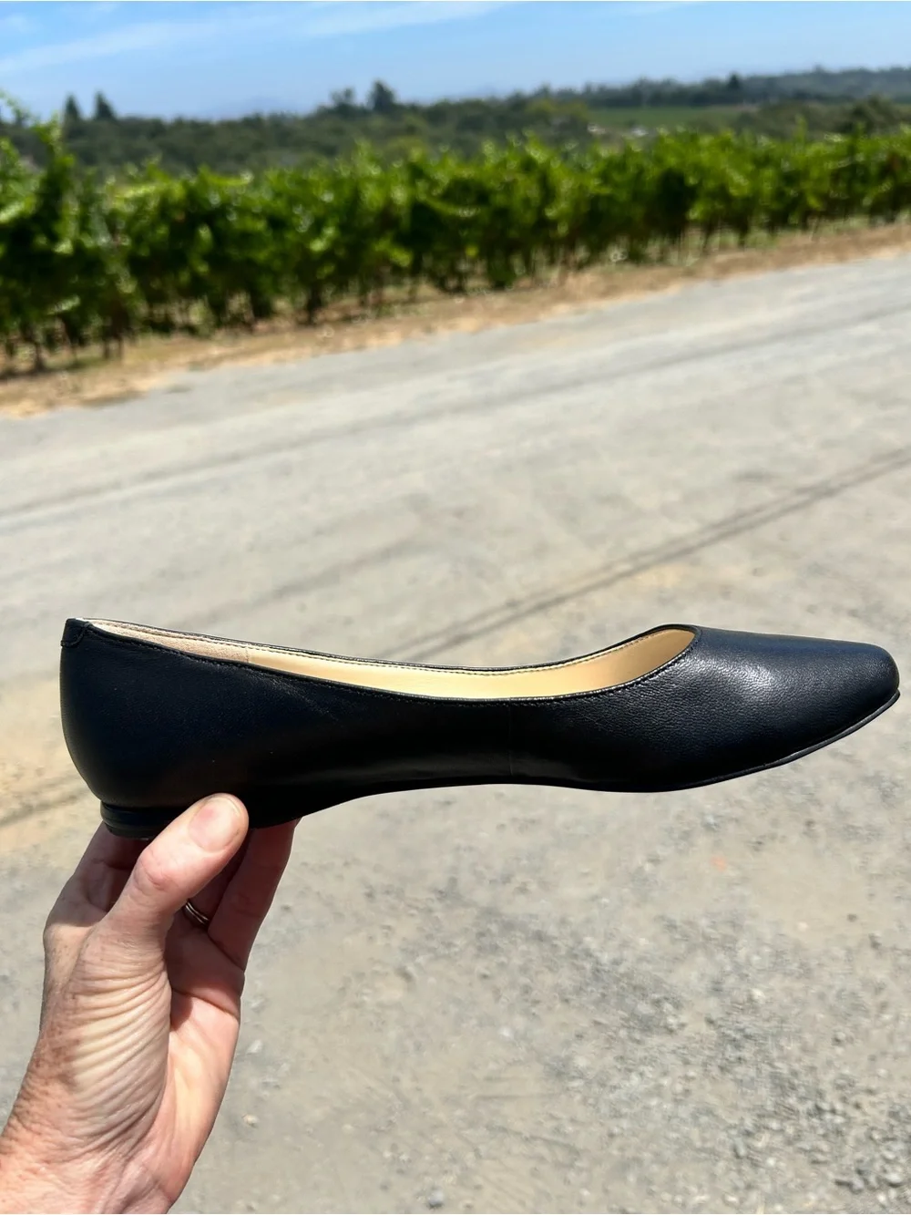 Nine West Black Leather Slip-On Ballet Flat